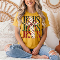 Jesus Christmas Cross & Bow Graphic Tee