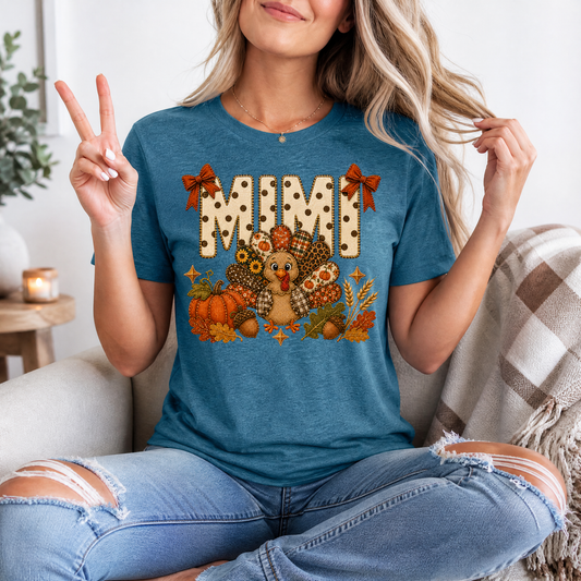 Mimi Thanksgiving Turkey & Bow Graphic Tee