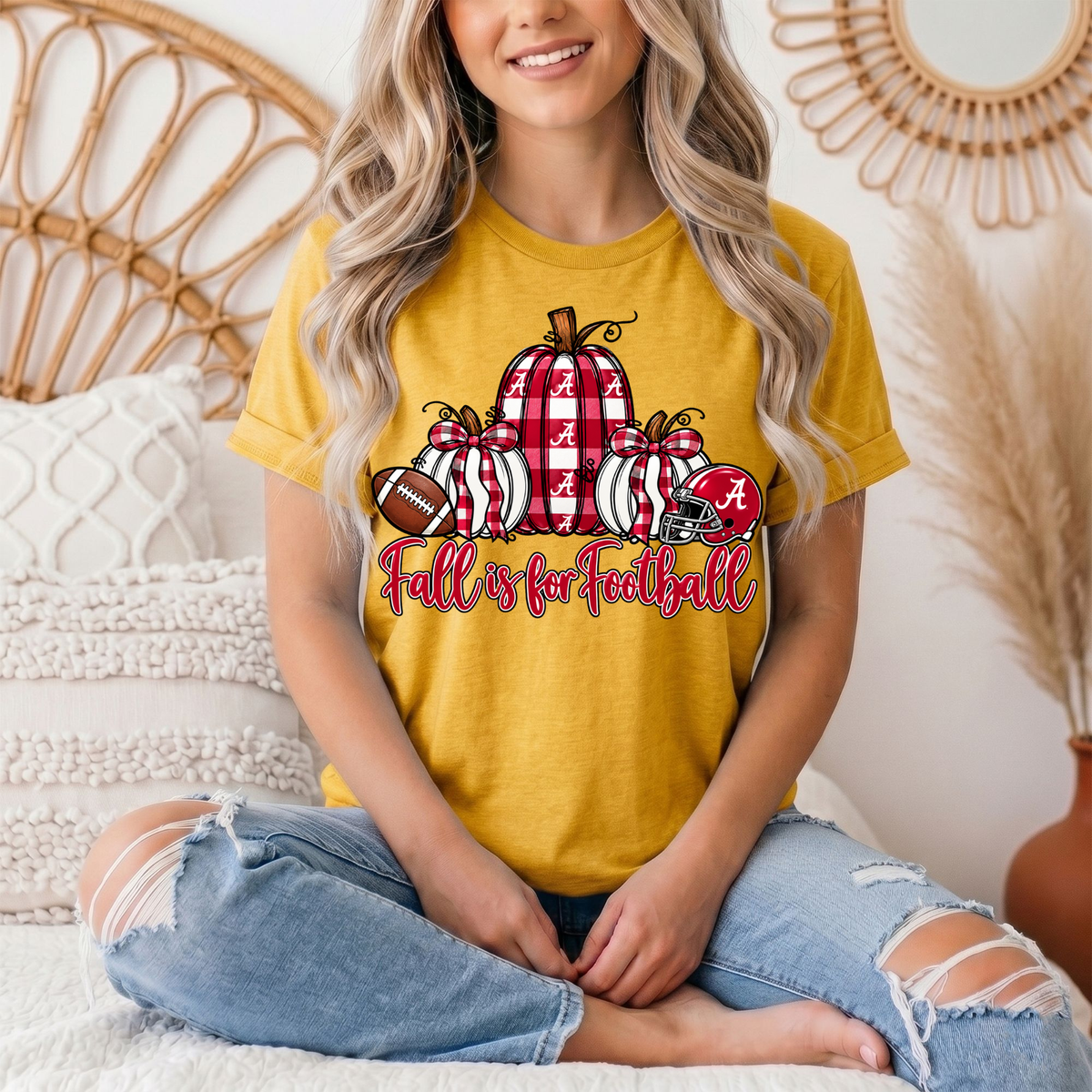 Fall Is for Football Alabama Pumpkin Graphic Tee
