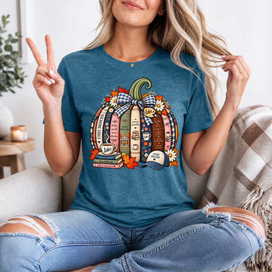 Gilmore Fall Bookish Pumpkin & Gingham Bow Graphic Tee