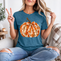 Rustic Lace & Ribbon Pumpkin Graphic Tee