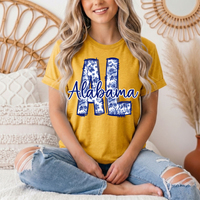 Alabama Blue Floral AL Graphic Tee