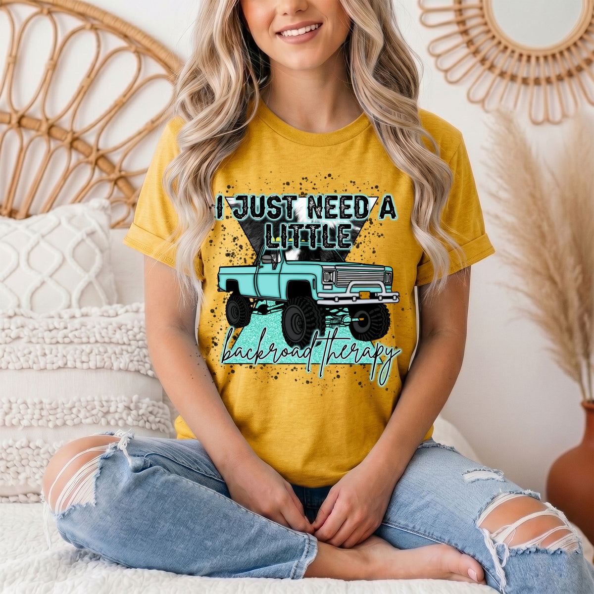 Backroad Therapy Turquoise Truck Graphic Tee