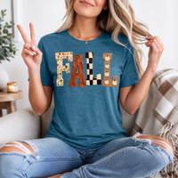 Fall Floral, Checkerboard & Pumpkin Graphic Tee
