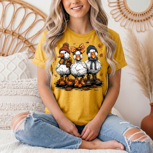 Autumn Duck Trio Boots & Bow Graphic Tee