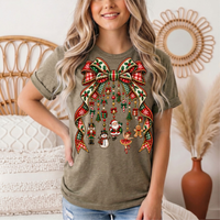 Christmas Plaid Bow & Holiday Charms Graphic Tee
