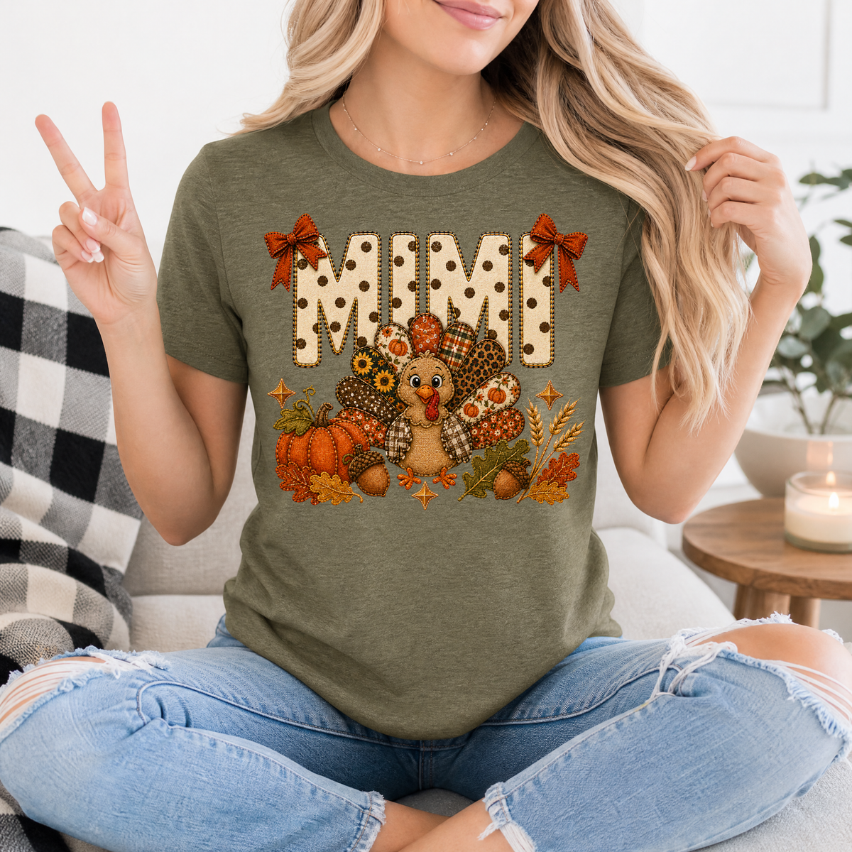 Mimi Thanksgiving Turkey & Bow Graphic Tee
