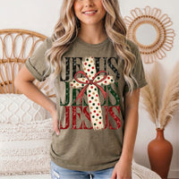 Jesus Christmas Cross & Bow Graphic Tee