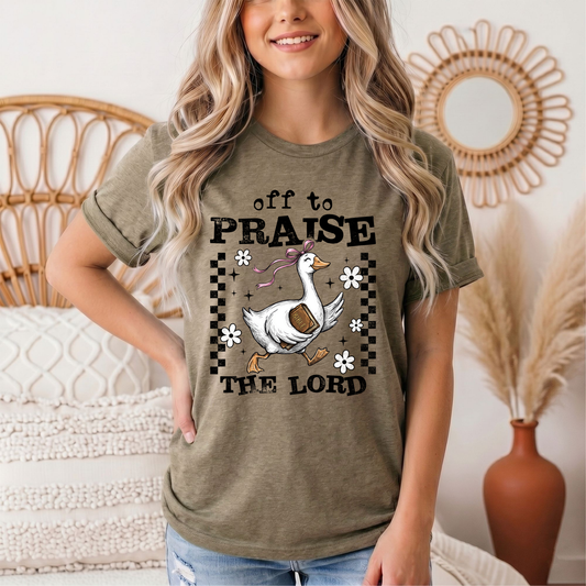 Off To Praise The Lord Christian Graphic Tee