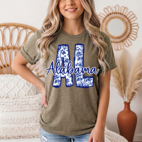 Alabama Blue Floral AL Graphic Tee
