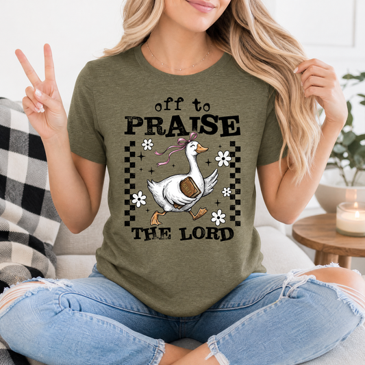 Off To Praise The Lord Christian Graphic Tee