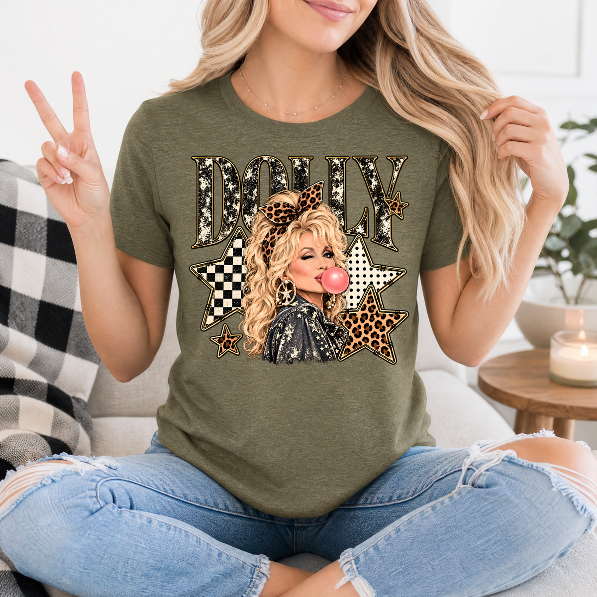 Dolly Bubblegum & Leopard Bow Vintage Graphic Tee