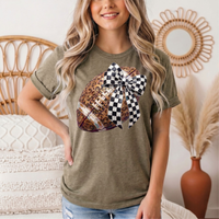 Leopard Football & Checkerboard Bow Graphic Tee