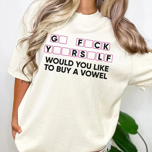 Would You Like To Buy A Vowel Funny Puzzle Graphic Shirt K's Krafty Barn