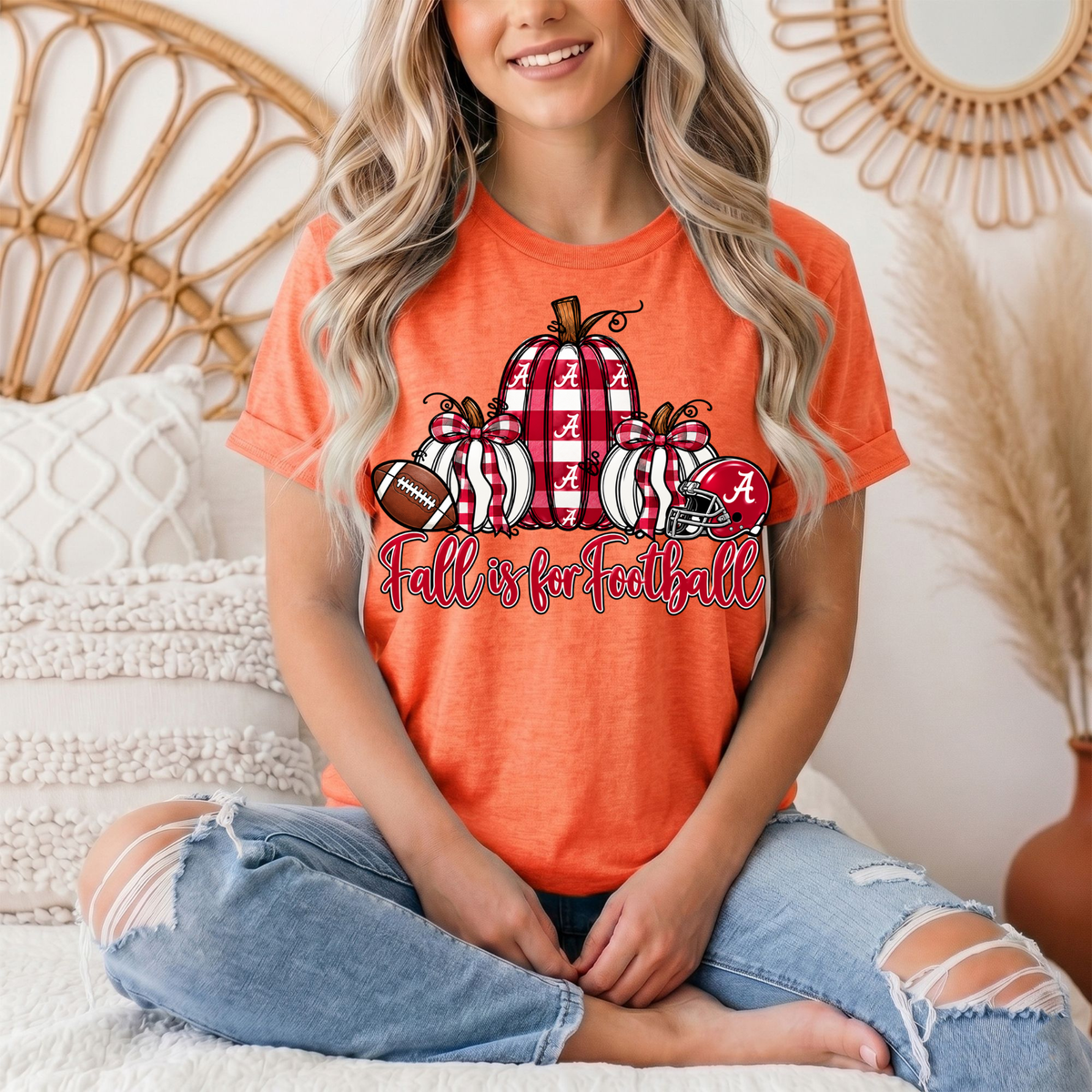 Fall Is for Football Alabama Pumpkin Graphic Tee