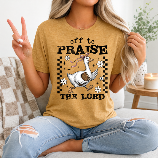 Off To Praise The Lord Christian Graphic Tee