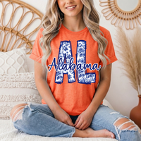 Alabama Blue Floral AL Graphic Tee