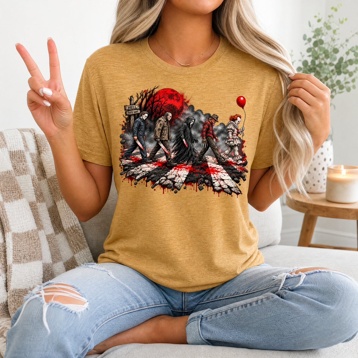 Halloween Horror Slashers Crosswalk Graphic Tee