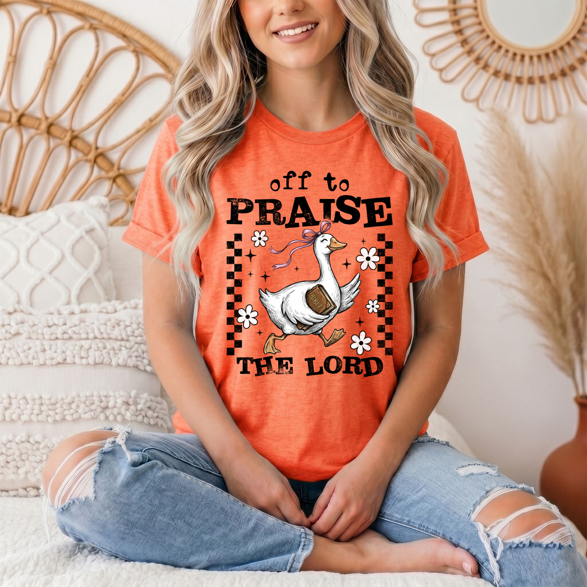 Off To Praise The Lord Christian Graphic Tee