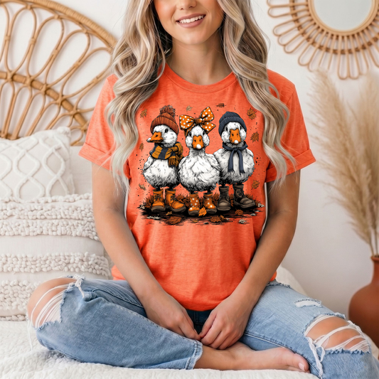 Autumn Duck Trio Boots & Bow Graphic Tee