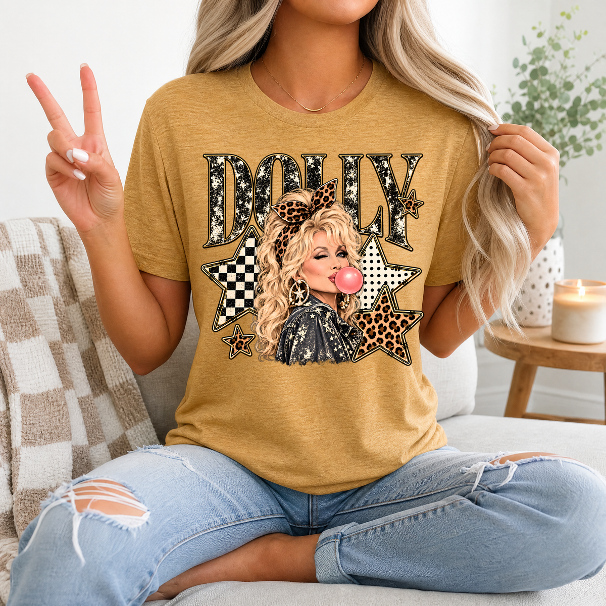 Dolly Bubblegum & Leopard Bow Vintage Graphic Tee