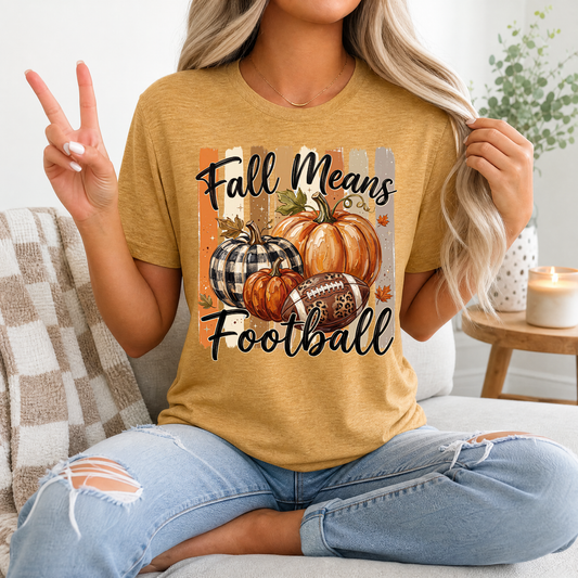 Fall Means Football Pumpkin Graphic Tee