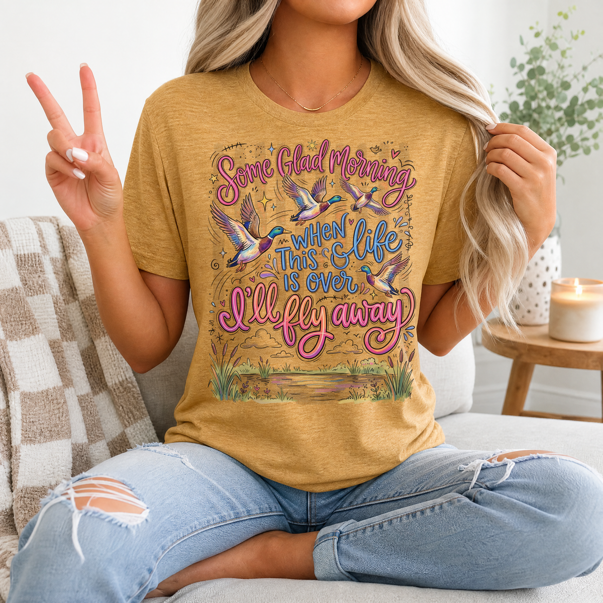 I'll Fly Away Flying Ducks Christian Graphic Tee