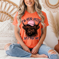 I'm Head Heffa Highland Cow Pink Bossy Cap Graphic Tee