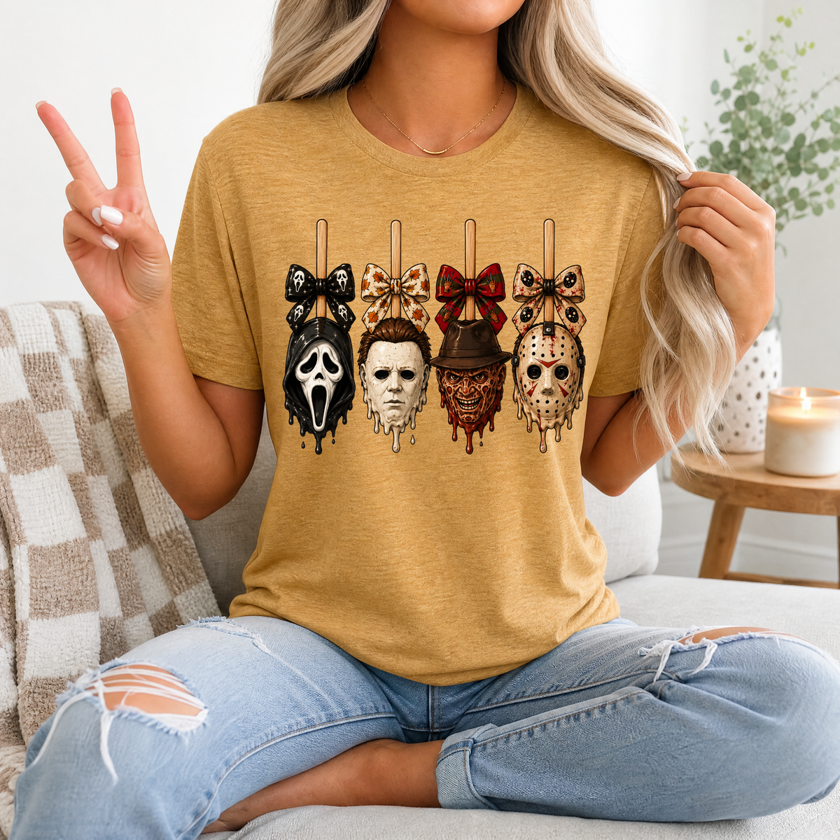 Horror on Sticks Halloween Bow Graphic Tee