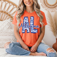 Alabama Blue Floral AL Graphic Tee