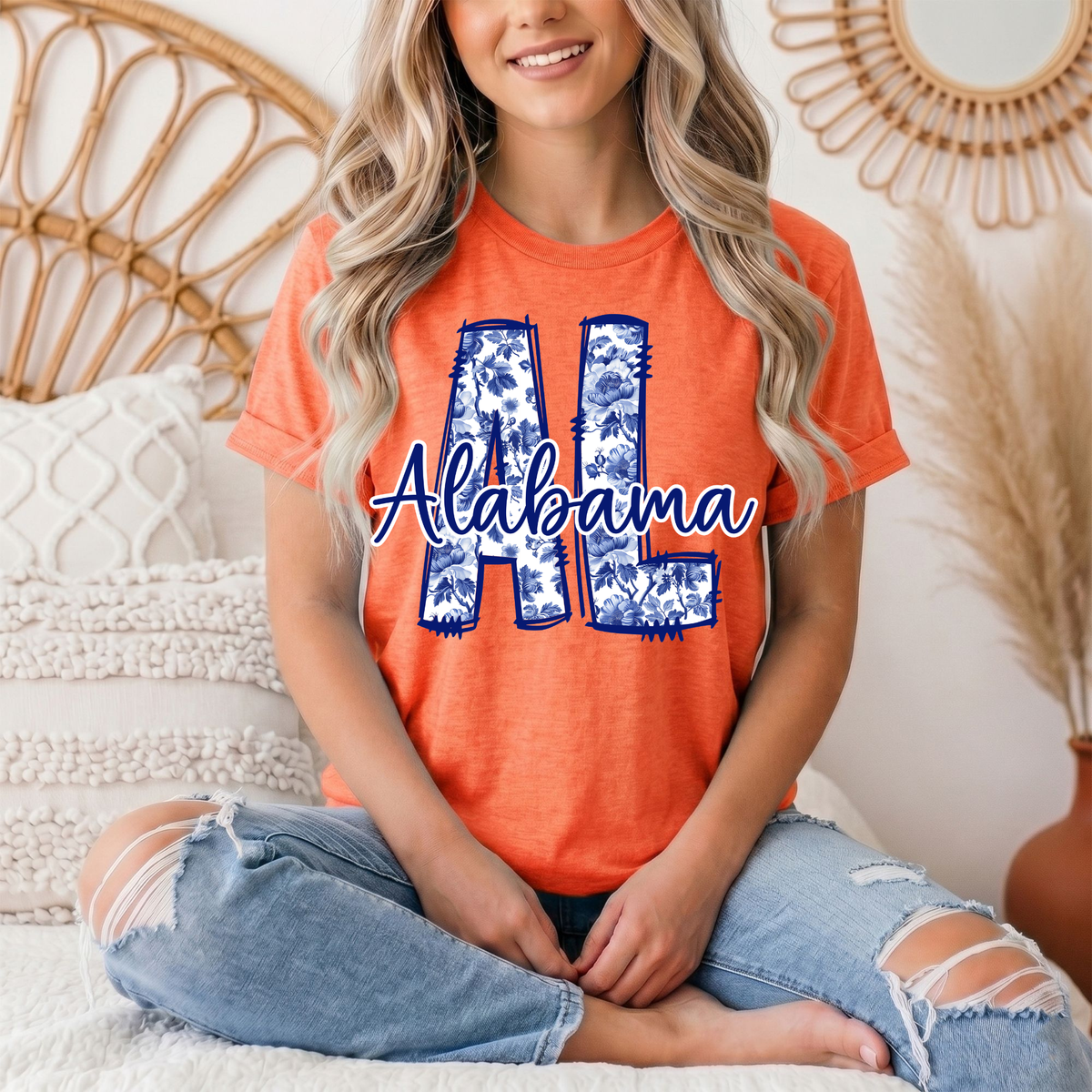 Alabama Blue Floral AL Graphic Tee