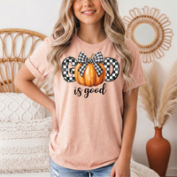 God Is Good Pumpkin & Gingham Bow Graphic Tee