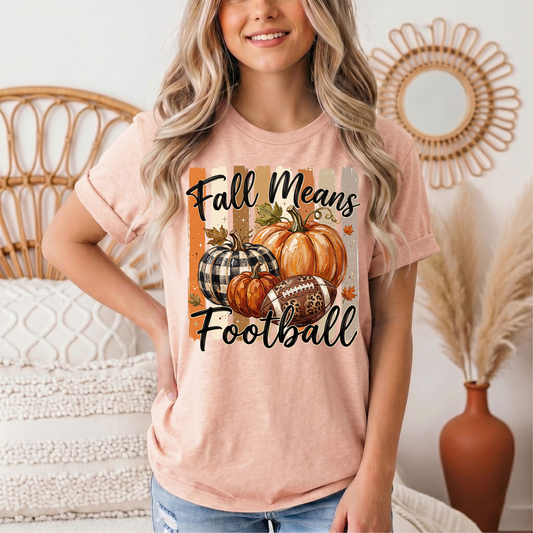 Fall Means Football Pumpkin Graphic Tee
