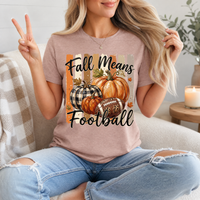 Fall Means Football Pumpkin Graphic Tee