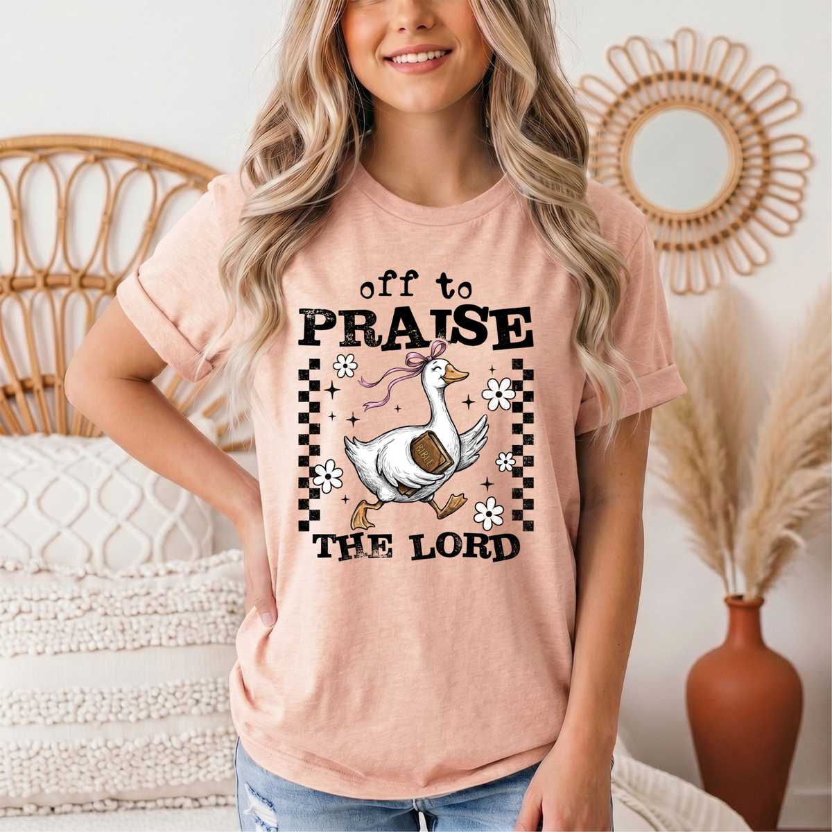 Off To Praise The Lord Christian Graphic Tee