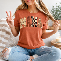 Fall Mama Floral, Checkerboard & Pumpkin Graphic Tee