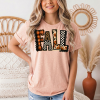 Fall Plaid Leopard & Floral Patchwork Graphic Tee