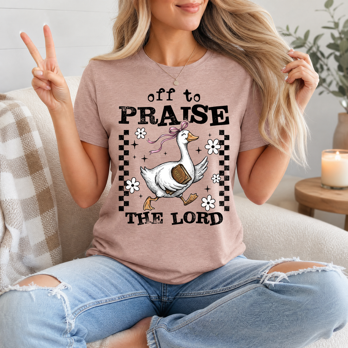 Off To Praise The Lord Christian Graphic Tee