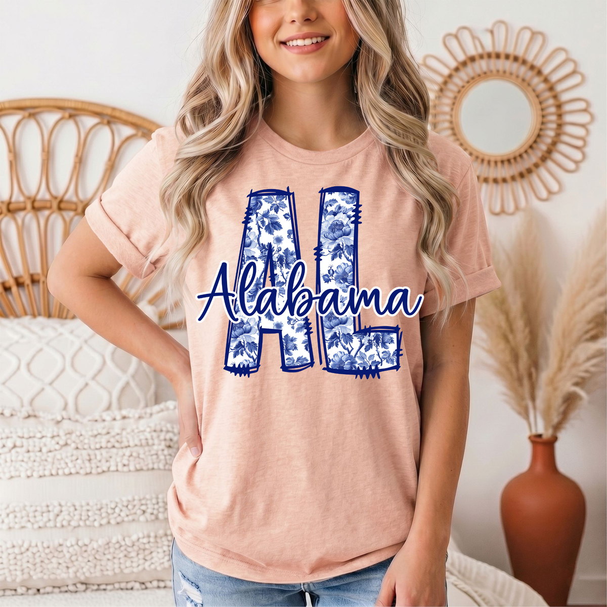 Alabama Blue Floral AL Graphic Tee