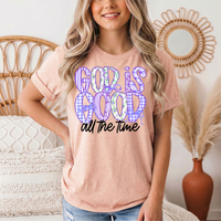 God Is Good All the Time Purple Bow Graphic Tee