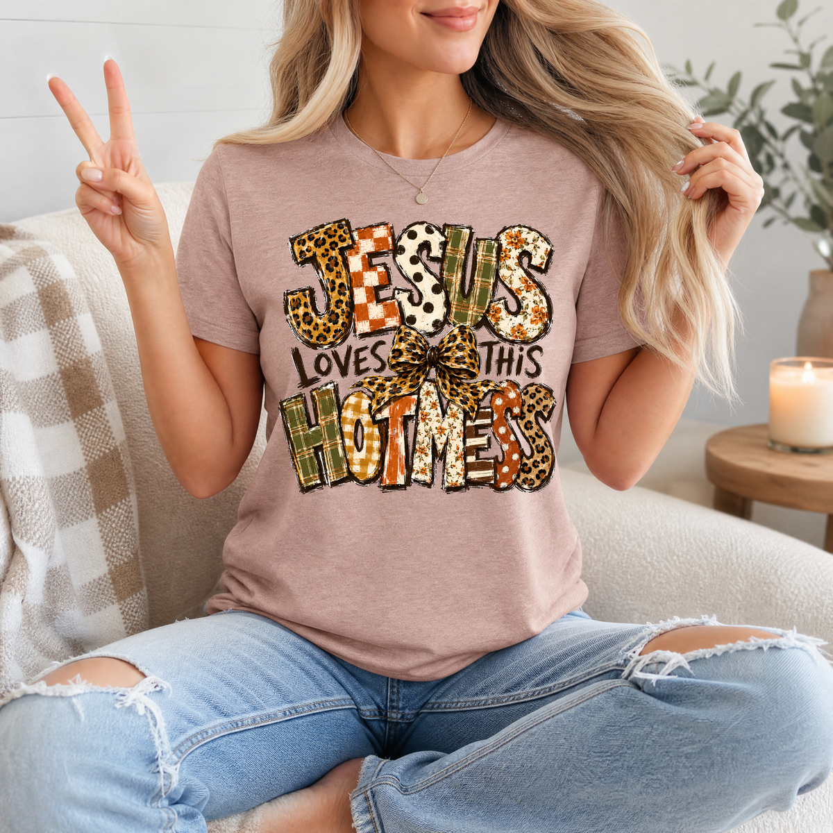 Jesus Loves This Hot Mess Christian Graphic Tee