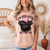I'm Head Heffa Highland Cow Pink Bossy Cap Graphic Tee