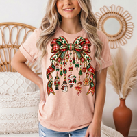 Christmas Plaid Bow & Holiday Charms Graphic Tee