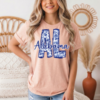 Alabama Blue Floral AL Graphic Tee