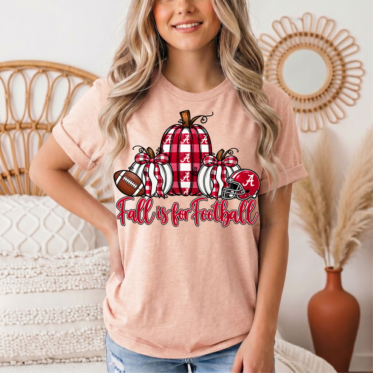 Fall Is for Football Alabama Pumpkin Graphic Tee