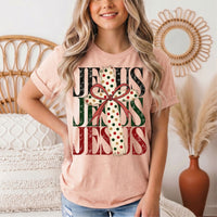 Jesus Christmas Cross & Bow Graphic Tee