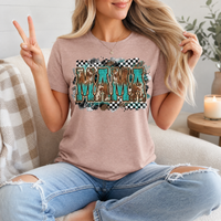 Western Mama Turquoise & Checkerboard Graphic Tee