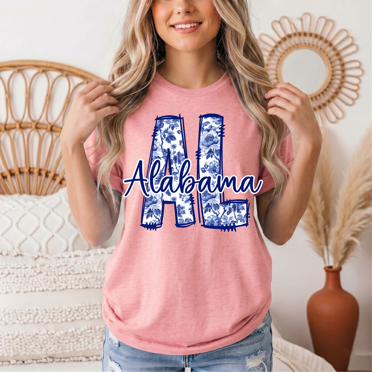 Alabama Blue Floral AL Graphic Tee