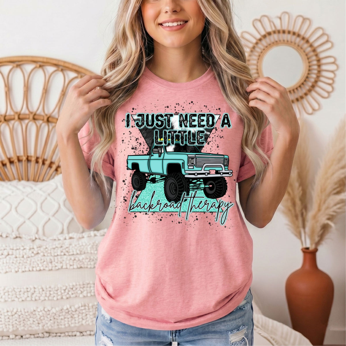 Backroad Therapy Turquoise Truck Graphic Tee