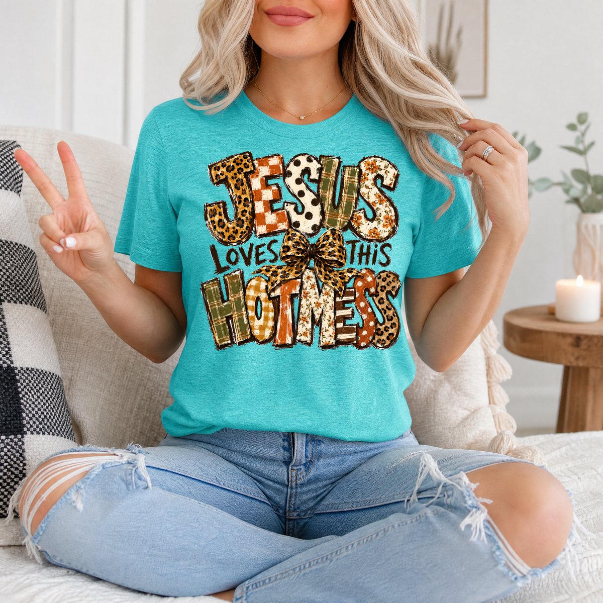 Jesus Loves This Hot Mess Christian Graphic Tee